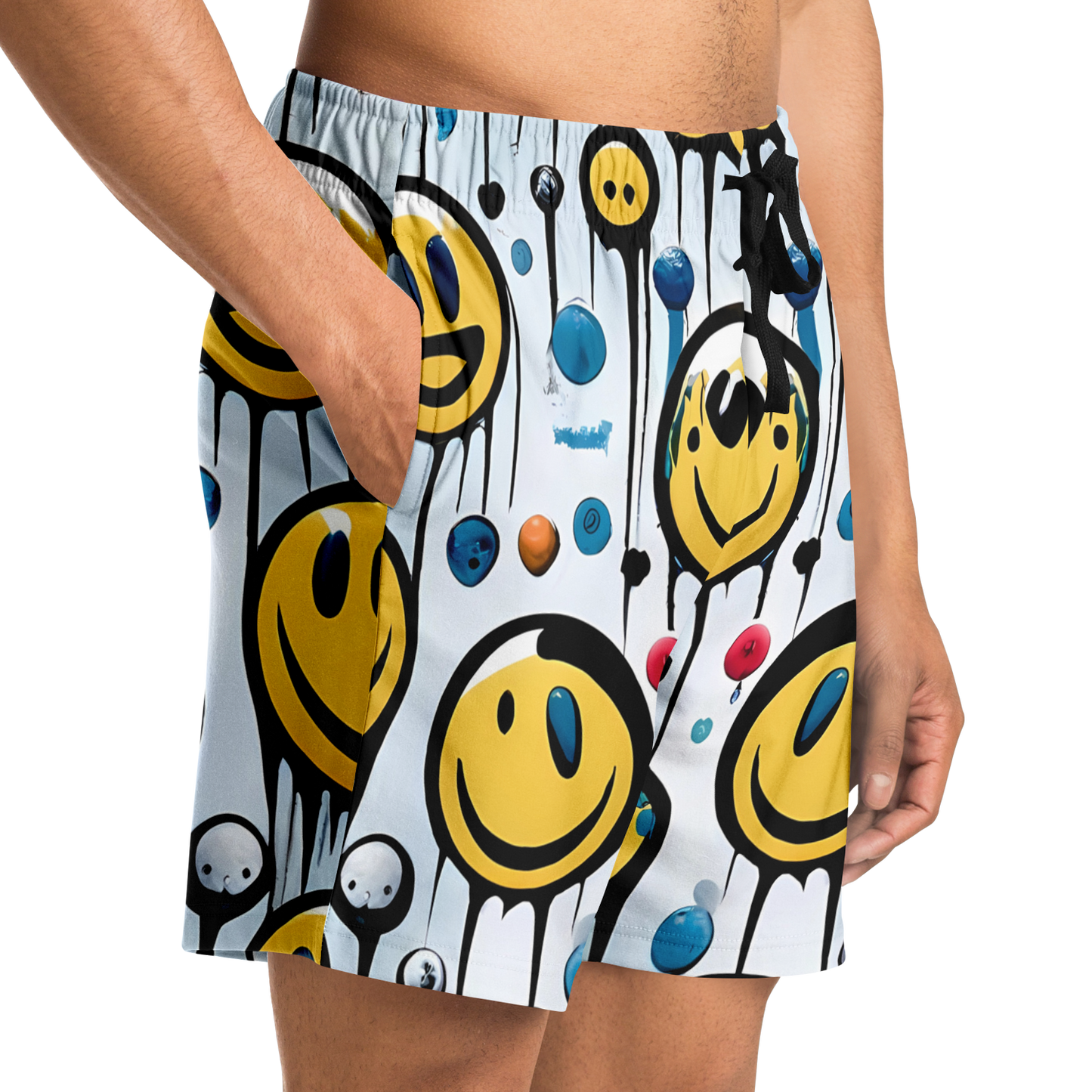 Pantalones cortos deportivos con pintura de sonrisa alegre