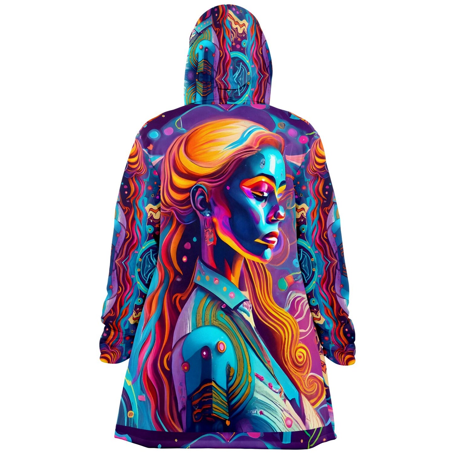 Neon Girl with Rainbow Colors Embrace the Vibrancy with our Cloak Hoodie!